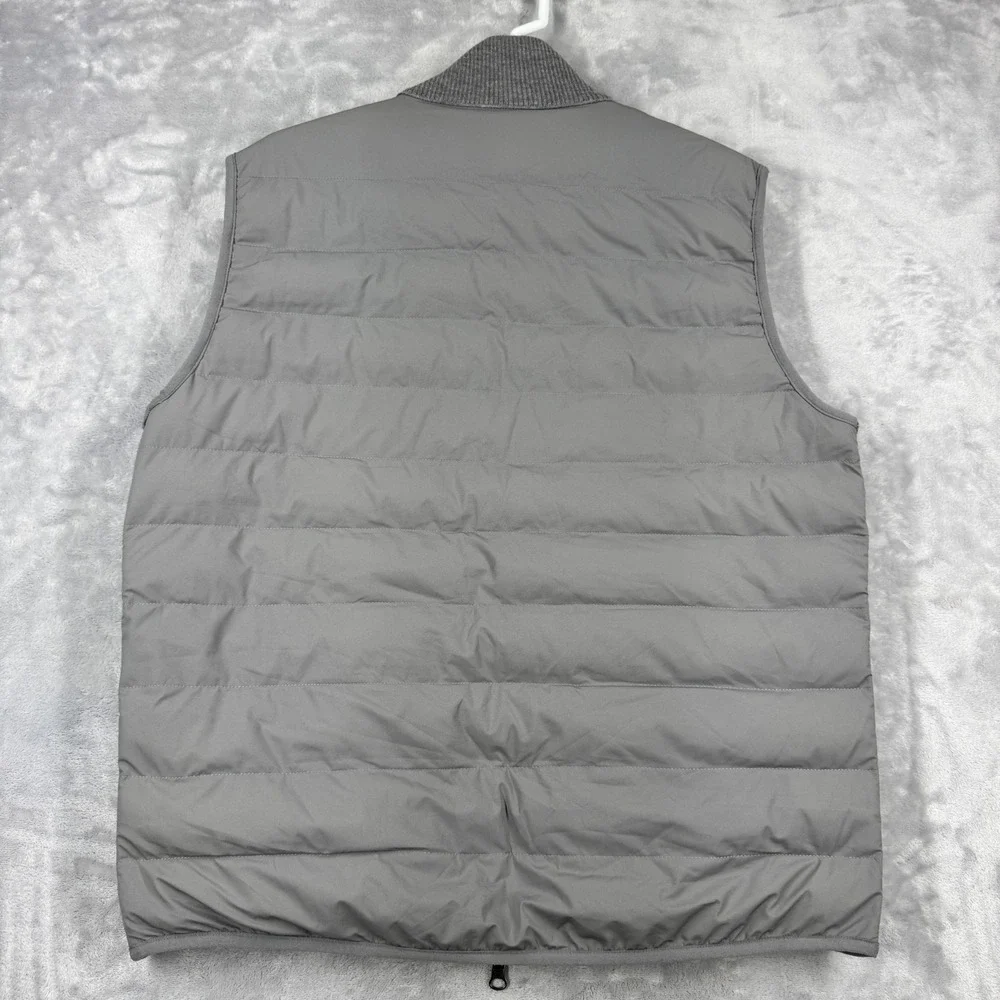 COLLARS & CO Regent Reversible Quilted Wool Vest Mens L Heathered Grey NWOT